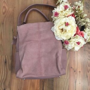Dusty Pink Leather Convertible Backpack and Purse
